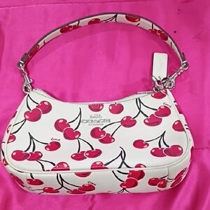 Coach Cherry Print Shoulder Bag - White and Red